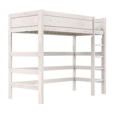 Lifetime lit mezzanine 177 cm avec échelle droite et sommier premium whitewash