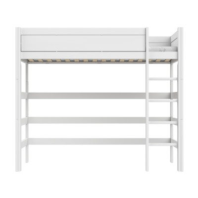 Lifetime High Bed 177 cm with straight ladder and premium slatted base, white