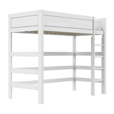 Lifetime High Bed 177 cm with straight ladder and premium slatted base, white