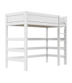 Letto a soppalco Lifetime 177 cm con scaletta dritta e rete a doghe premium, bianco