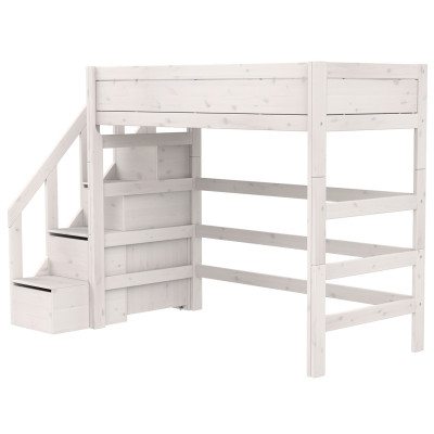 Lifetime Kidsrooms lit surélevé avec escalier et rangement, sommier à lattes standard Whitewash