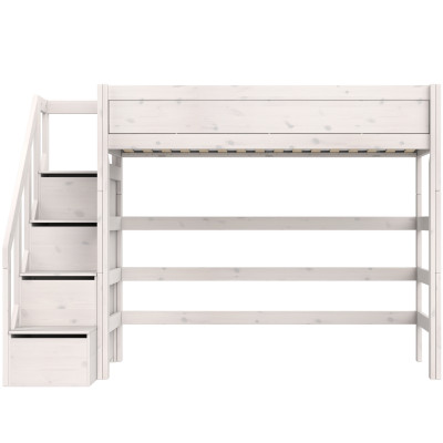 Lifetime Kidsrooms lit surélevé avec escalier et rangement, sommier à lattes deluxe whitewash
