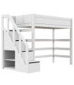 Lifetime Kidsrooms high bed with stairs and storage, premium slatted bed base white