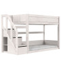 Letto a castello basso con scaletta Lifetime 90 x 200 cm telaio a doghe deluxe whitewash