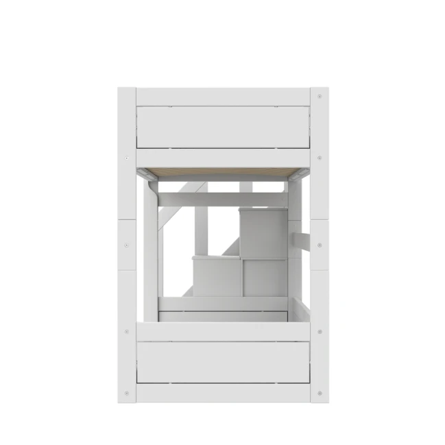 Lifetime lit superposé bas avec escabeau 90 x 200 cm, sommier premium blanc