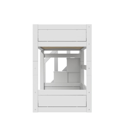 Lifetime lit superposé bas avec escabeau 90 x 200 cm, sommier premium blanc