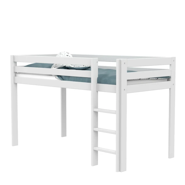 Lifetime Halbhohes Bett Elements mit gerader Leiter und Standard Lattenrost weiss