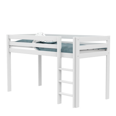 Letto a mezza altezza Lifetime Elements con scala dritta e telaio a doghe standard bianco