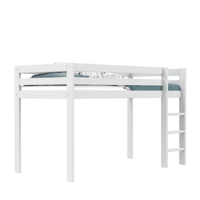 Letto a mezza altezza Lifetime Elements con scala dritta e telaio a doghe standard bianco