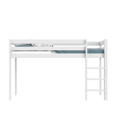 Letto a mezza altezza Lifetime Elements con scala dritta e telaio a doghe standard bianco