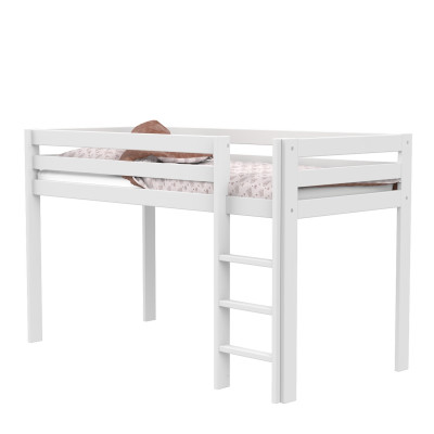 Letto a mezza altezza Lifetime Elements con scala dritta e telaio a doghe standard bianco