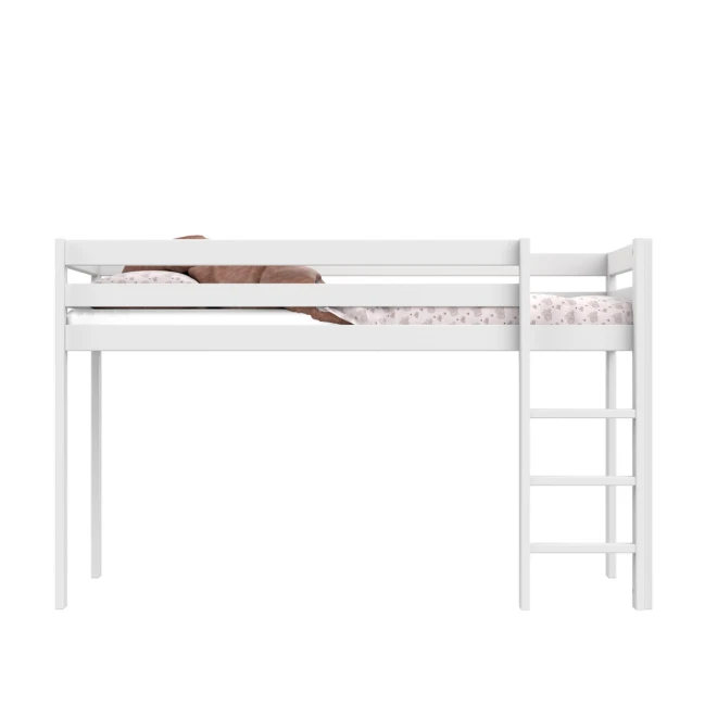 Lifetime Halbhohes Bett Elements mit gerader Leiter und Standard Lattenrost weiss