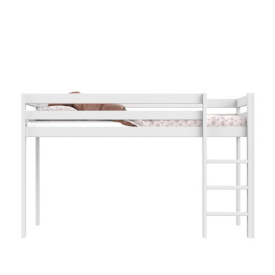 Letto a mezza altezza Lifetime Elements con scala dritta e telaio a doghe standard bianco