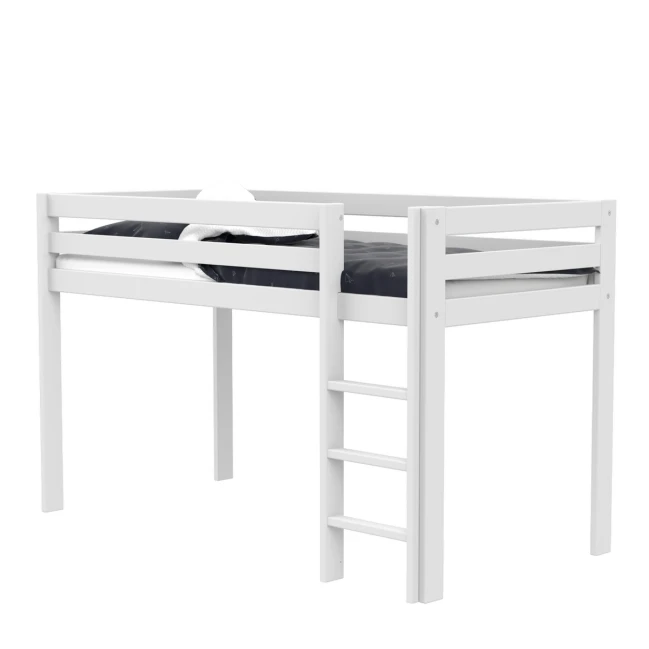 Lifetime Halbhohes Bett Elements mit gerader Leiter und Standard Lattenrost weiss