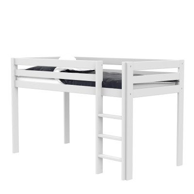 Letto a mezza altezza Lifetime Elements con scala dritta e telaio a doghe standard bianco