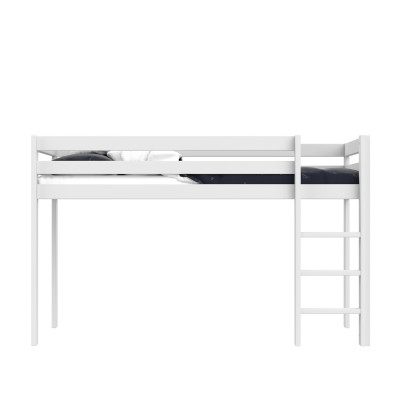 Letto a mezza altezza Lifetime Elements con scala dritta e telaio a doghe standard bianco