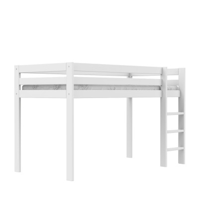 Letto a mezza altezza Lifetime Elements con scala dritta e telaio a doghe standard bianco