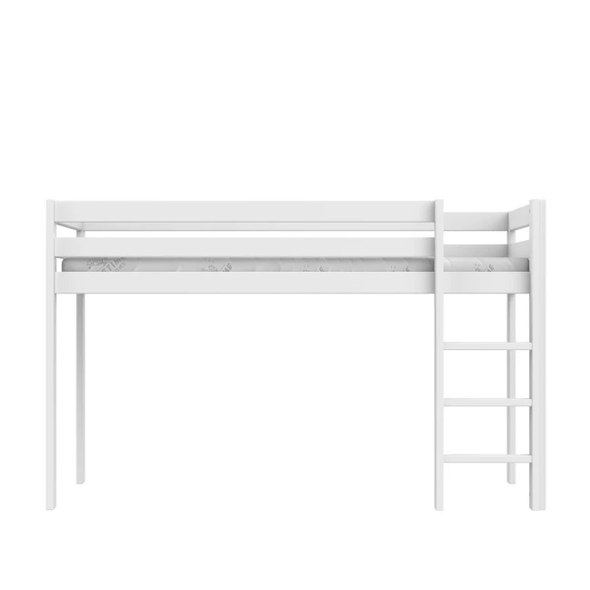 Letto a mezza altezza Lifetime Elements con scala dritta e telaio a doghe standard bianco