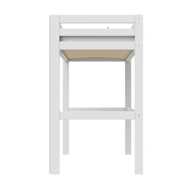 Letto a soppalco Lifetime Elements con scala dritta e rete a doghe standard, bianco