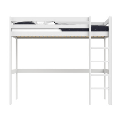Letto a soppalco Lifetime Elements con scala dritta e rete a doghe standard, bianco