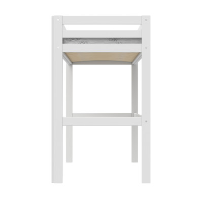 Letto a soppalco Lifetime Elements con scala dritta e rete a doghe standard, bianco