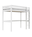 Letto a soppalco Lifetime Elements con scala dritta e rete a doghe standard, bianco