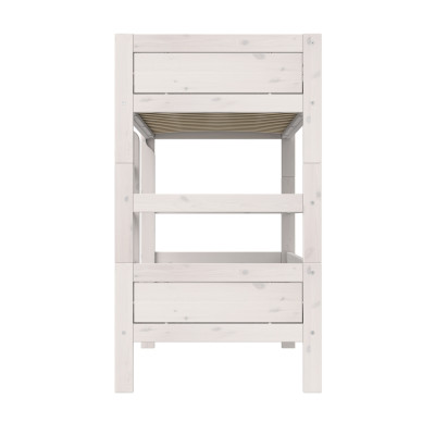 Lifetime bunk bed with straight ladder, standard slatted base, whitewash