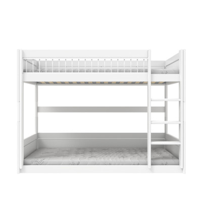 Lifetime niedriges Etagenbett mit gerader Leiter 120 x 200 cm, Deluxe-Lattenrost weiss