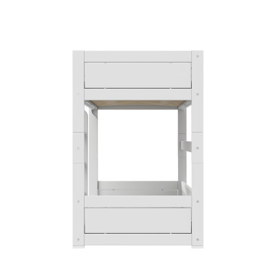 Lifetime lit superposé bas avec échelle droite 90 x 200 cm, sommier premium blanc