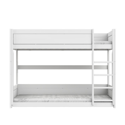 Lifetime low bunkbed with straight ladder 90 x 200 cm, slatted base standard white