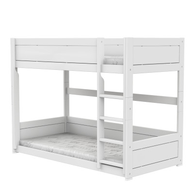 Lifetime low bunkbed with straight ladder 90 x 200 cm, slatted base standard white