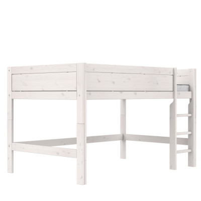 Lifetime Halbhohes Bett 120 cm Deluxe Lattenrost mit 28 Latten whitewash