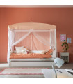 Lifetime single bed with canopy Sweet Pink 120 x 200 cm with slatted frame standard whitewash