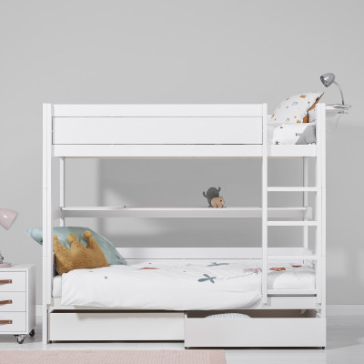 Lifetime Etagenbett mit gerader Leiter, standard Lattenrost whitewash