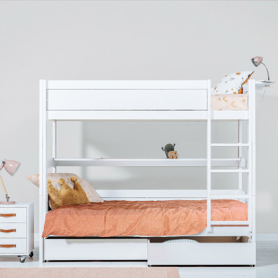 Lifetime Etagenbett mit gerader Leiter, Premium Lattenrost Weiss