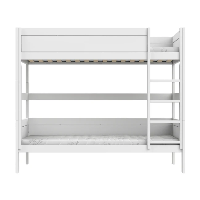 Lifetime Etagenbett mit gerader Leiter, Premium Lattenrost Weiss