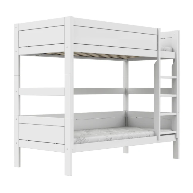 Lifetime Etagenbett mit gerader Leiter, Premium Lattenrost Weiss