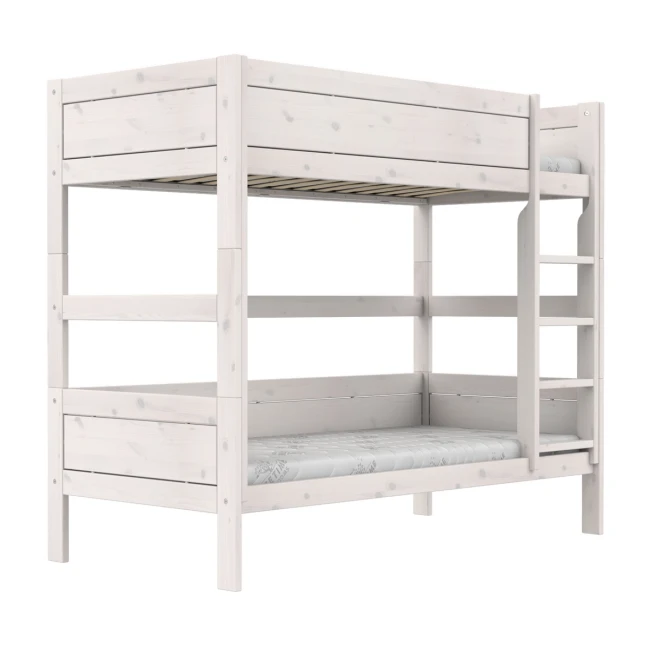 Lifetime Etagenbett mit gerader Leiter, Premium Lattenrost Whitewash
