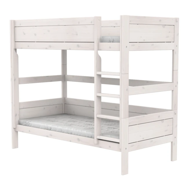 Lifetime Etagenbett mit gerader Leiter, Premium Lattenrost Whitewash