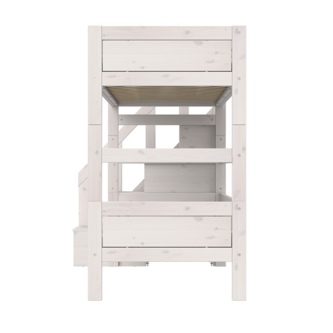 Lifetime Kidsrooms Familiy-Etagenbett  90/90 mit Treppe und Deluxe Lattenrost Whitewash