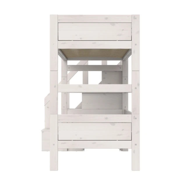 Lifetime Kidsrooms Etagenbett mit Treppe, Premium Lattenrost Whitewash