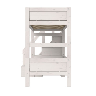 Lifetime Kidsrooms Etagenbett mit Treppe, Premium Lattenrost Whitewash