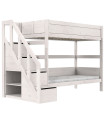 Lifetime Kidsrooms Etagenbett mit Treppe, Premium Lattenrost Whitewash