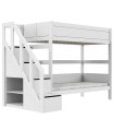 Lifetime Kidsrooms Etagenbett mit Treppe, Premium Lattenrost Weiss