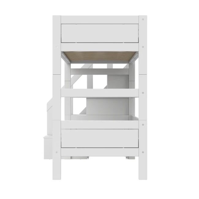 Lifetime Kidsrooms Etagenbett mit Treppe, Premium Lattenrost Weiss