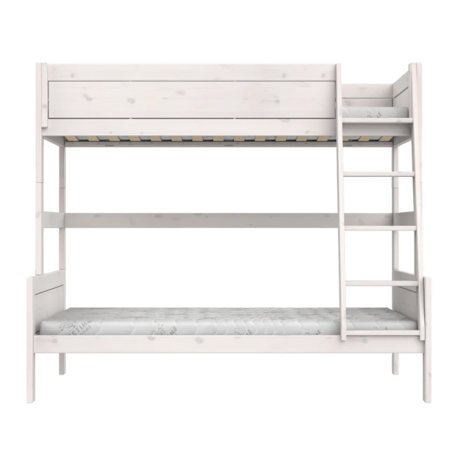 Lifetime bunk bed FAMILY, top 90x200, bottom 120x200 incl. 2 DeLuxe slatted frames Whitewash