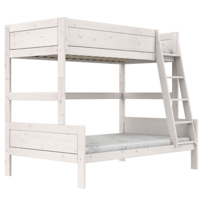 Letto a castello Lifetime FAMILY, top 90x200, bottom 120x200 incl. 2 telai a doghe DeLuxe Whitewash