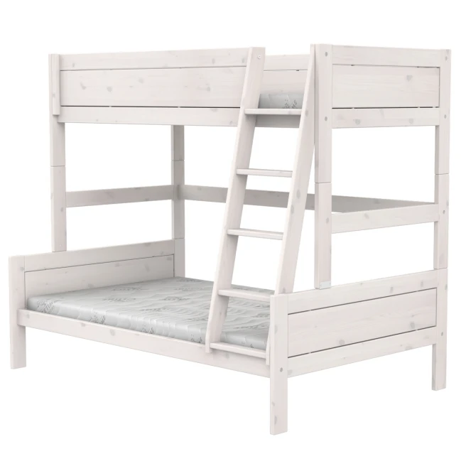 Lifetime bunk bed FAMILY, top 90x200, bottom 120x200 incl. 2 DeLuxe slatted frames Whitewash