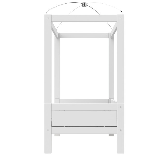 Lifetime four-poster bed with rolling floor White lacquered