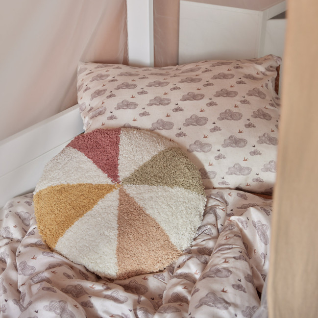 Lifetime four-poster bed with rolling floor White lacquered